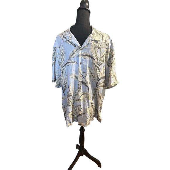 Caribbean Light Blue Silk Blend Button Up Shirt - Picture 1 of 8